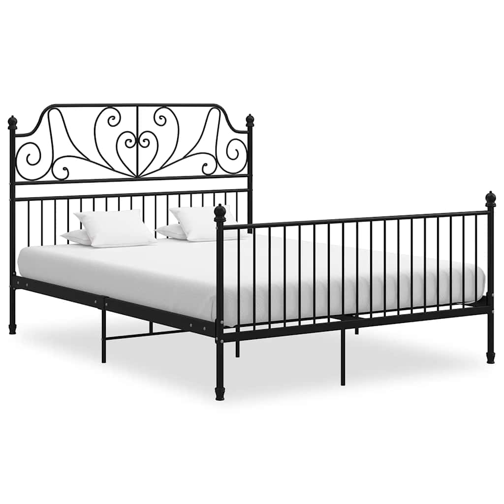 Sturdy Metal Bed Frame with Slatted Support - Powder-Coated